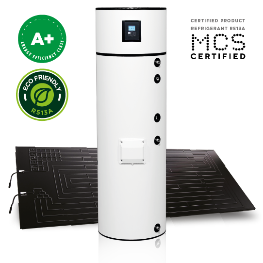 iHOT Thermodynamic solar HOT Water ECOTOP, cylinder COP 3,8, EN16147, thermodynamic block with heat pump compressor